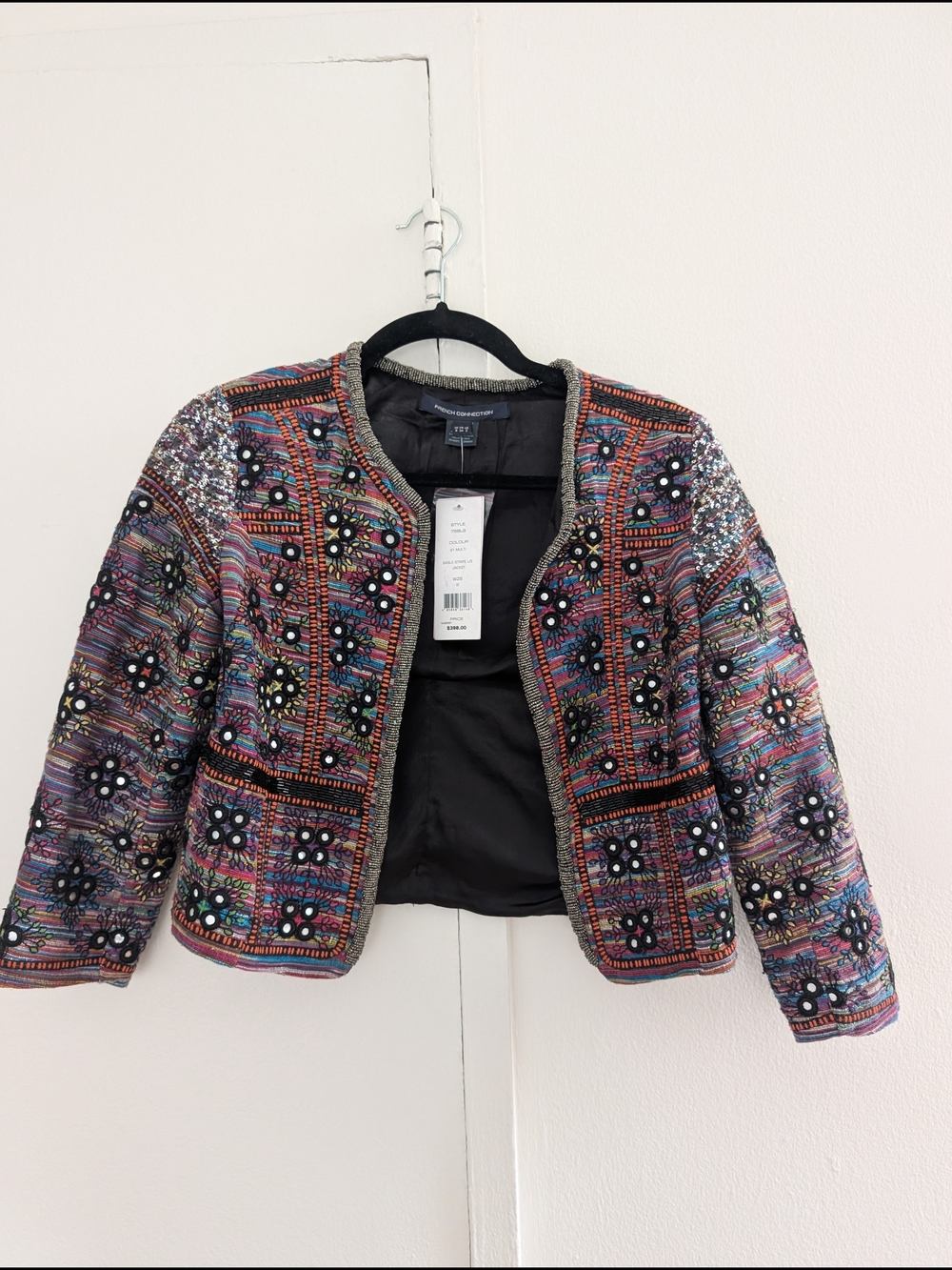 French Connection Multicolor Embellished Tweed Jacket